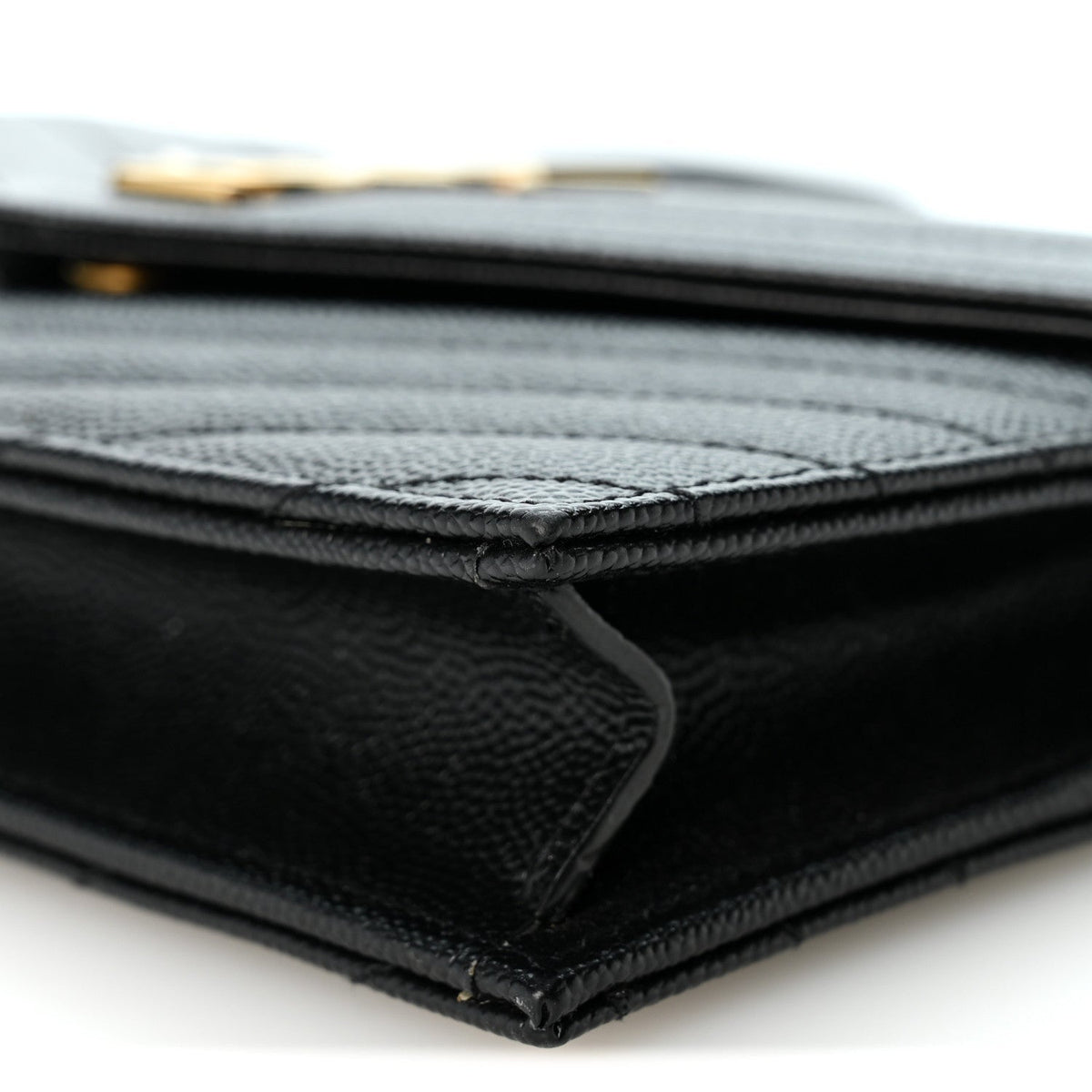 Saint Laurent Grain De Poudre Matelasse Monogram Chain Wallet Black