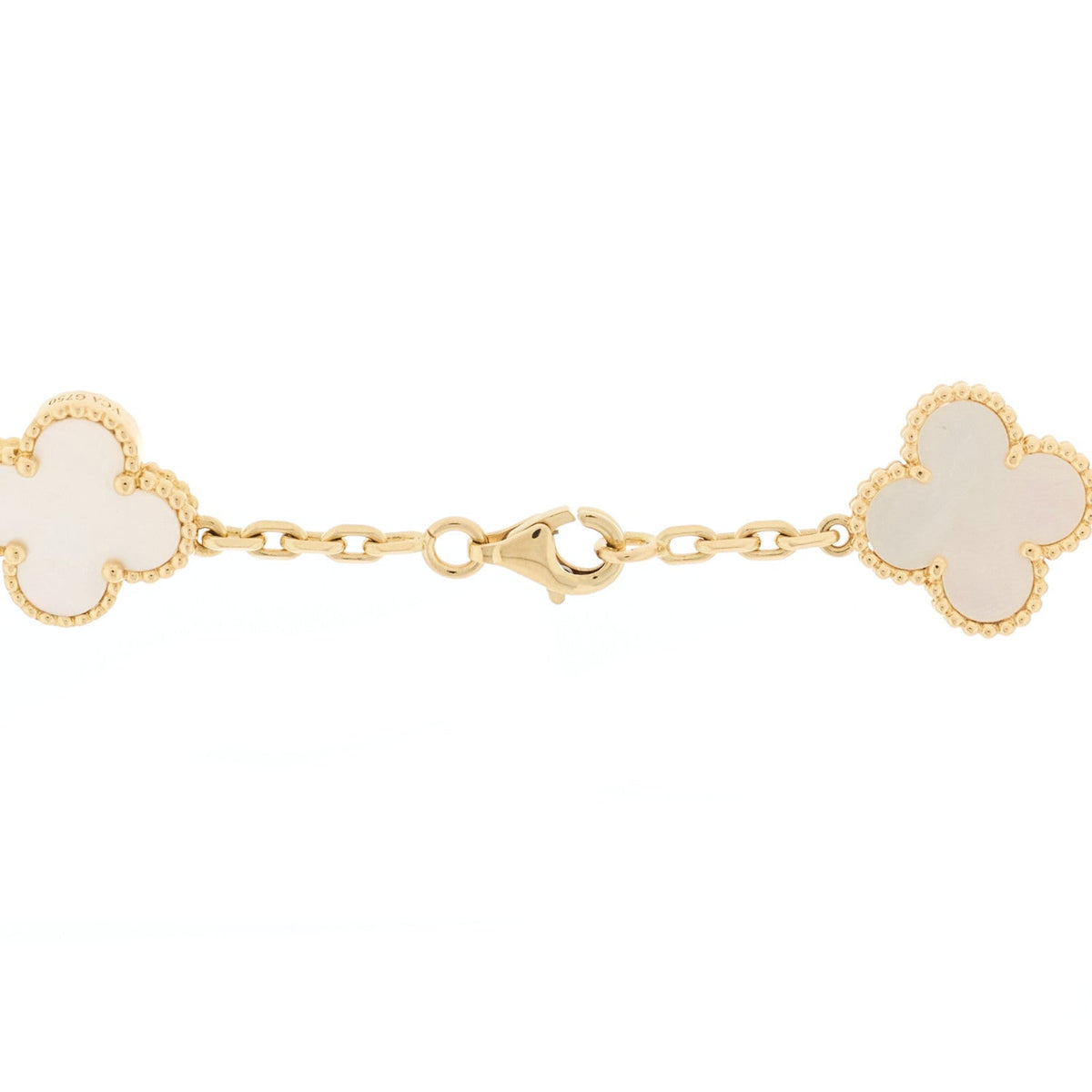 Van Cleef & Arpels 18K Yellow Gold Mother of Pearl 10 Motifs Vintage Alhambra Necklace