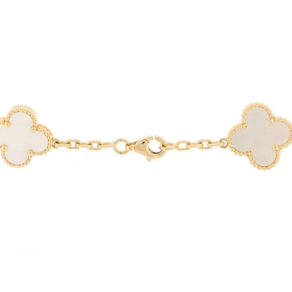 Van Cleef & Arpels 18K Yellow Gold Mother of Pearl 10 Motifs Vintage Alhambra Necklace