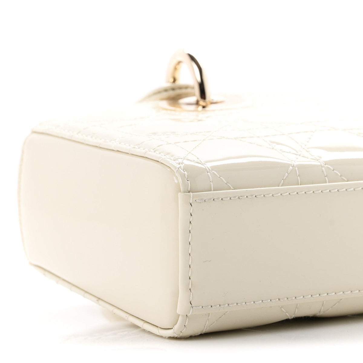 Christian Dior Patent Cannage Small Lady D-Joy White