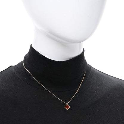 Van Cleef & Arpels 18K Rose Gold Carnelian Sweet Alhambra Pendant Necklace