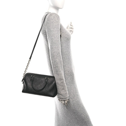 Gucci Calfskin GG Emblem Small Top Handle Bag Black