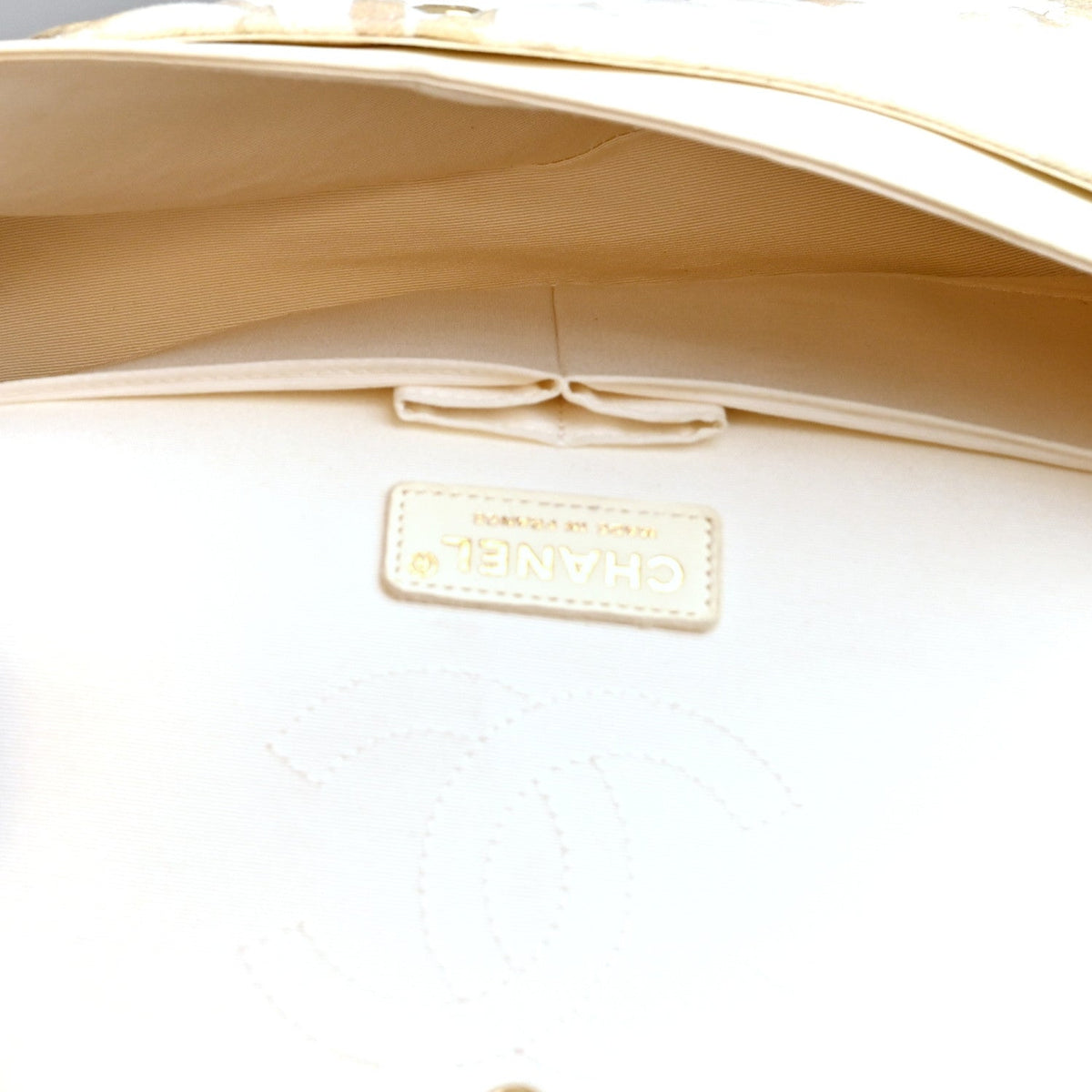 Chanel Denim Floral Printed Medium Double Flap Bag Beige