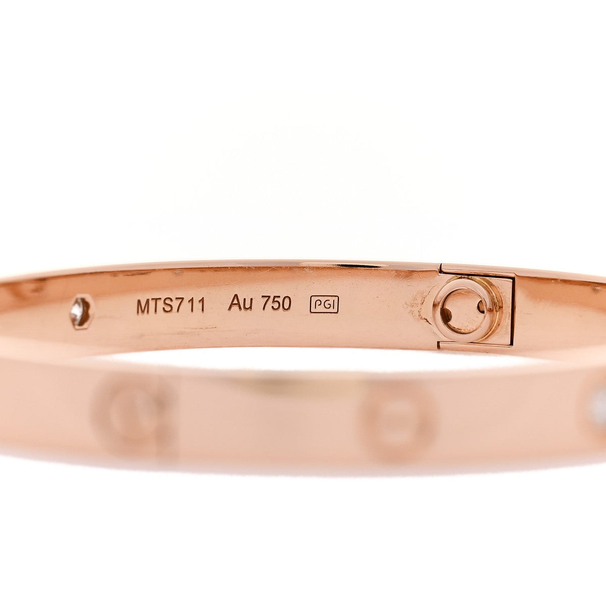 Cartier 18K Pink Gold 4 Diamond LOVE Bracelet 17