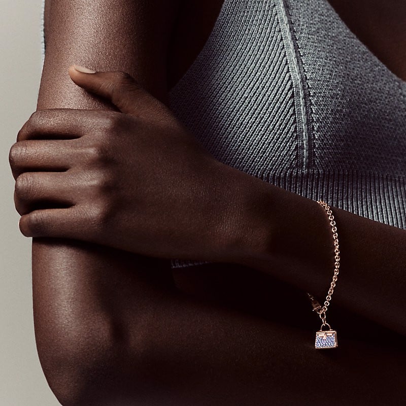18K Rose Gold Sapphire Hermes Amulettes Kelly Bracelet