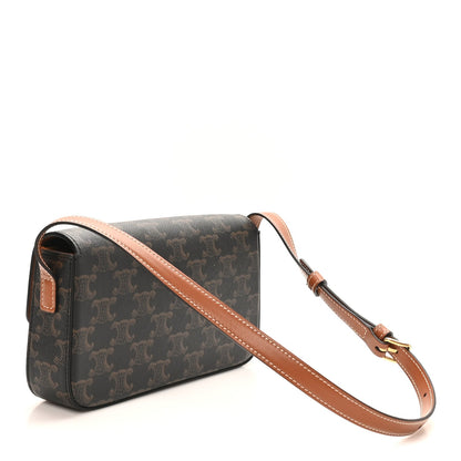 Celine Canvas Calfskin Triomphe Shoulder Bag Tan