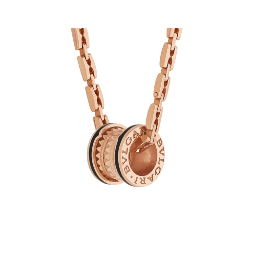 Bulgari 18K Rose Gold Black Ceramic B.zero1 Necklace