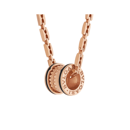 Bulgari 18K Rose Gold Black Ceramic B.zero1 Necklace