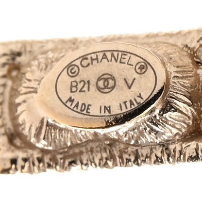 Chanel Crystal Cha-Nel Logo Drop Earrings Gold