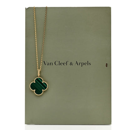 Van Cleef & Arpels 18K Yellow Gold Malachite Magic Alhambra Pendant Necklace 81.3cm