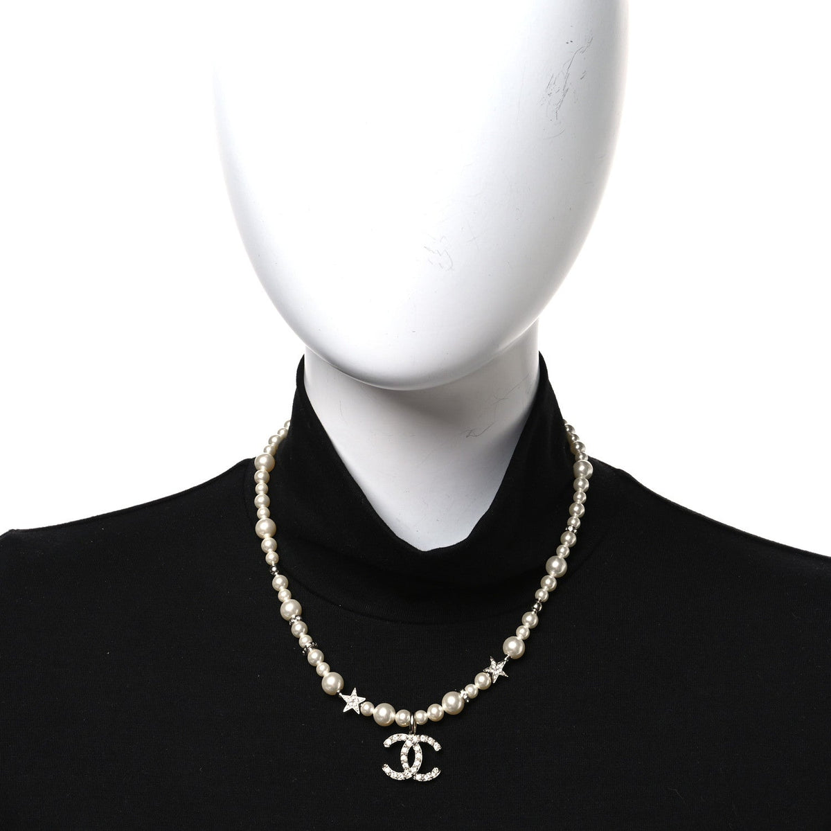 Chanel Pearl Crystal CC Star Choker Necklace Gold
