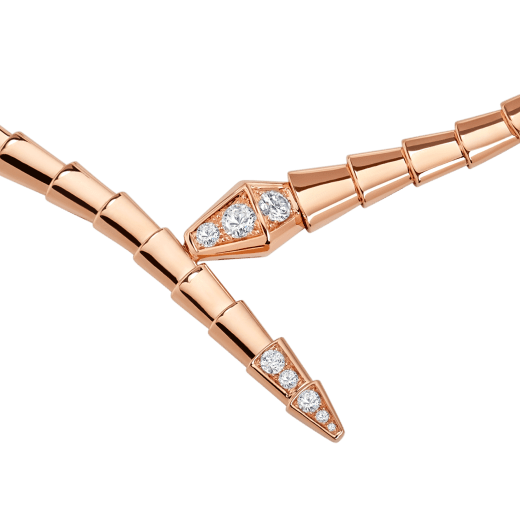 18K Rose Gold Diamond Serpenti Viper Necklace
