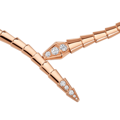 18K Rose Gold Diamond Serpenti Viper Necklace