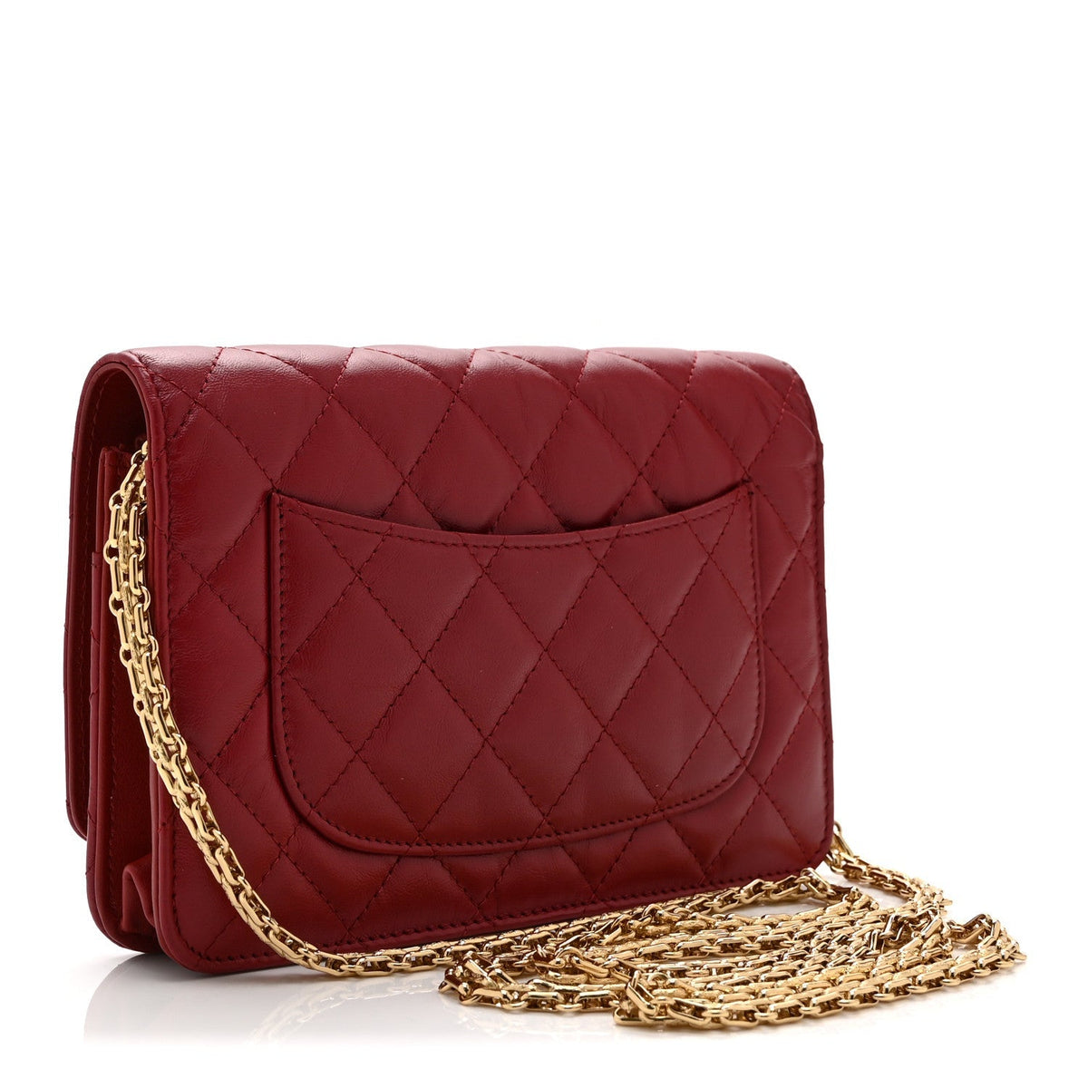 Chanel Aged Calfskin Quilted Reissue Wallet On Chain Red