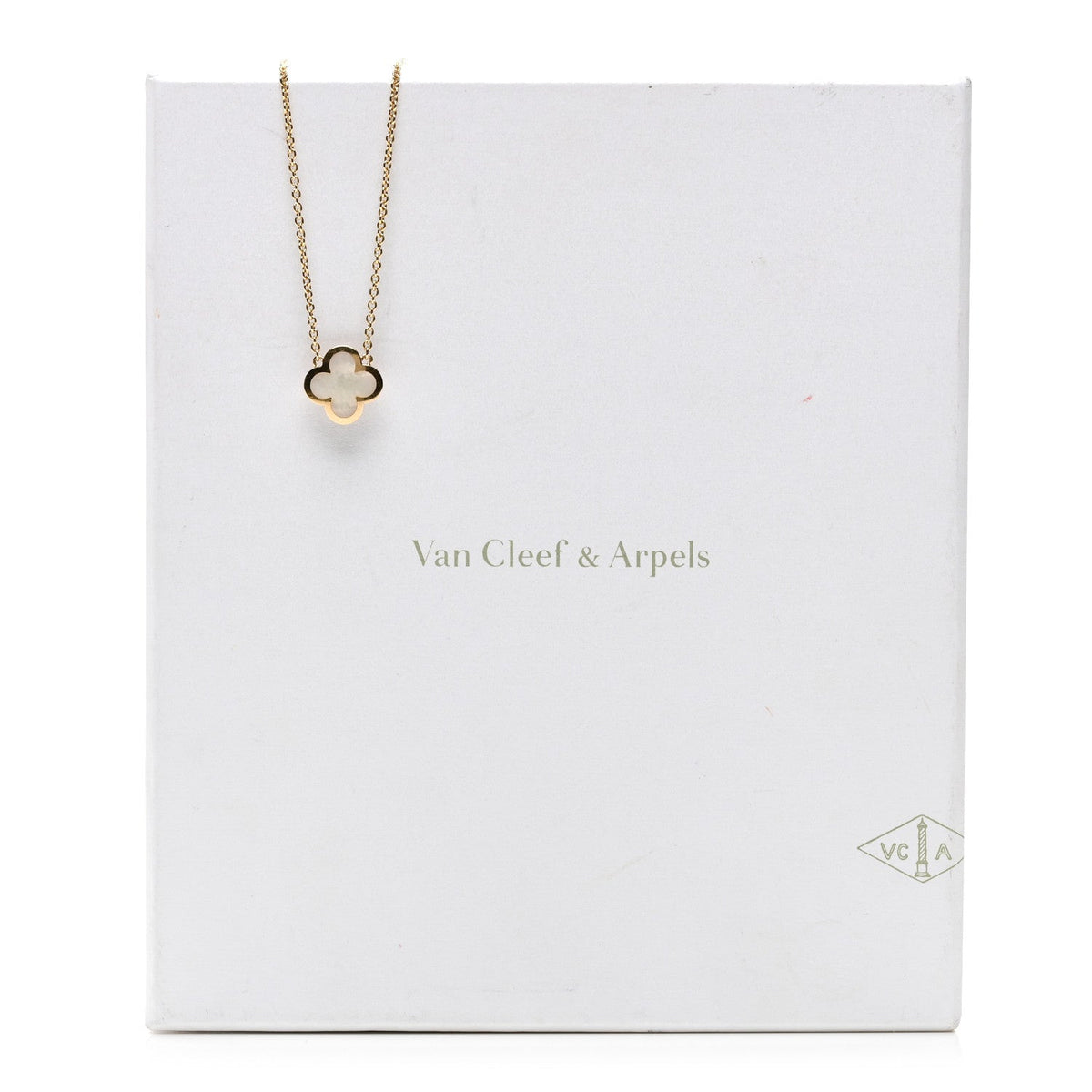 Van Cleef & Arpels 18K Yellow Gold Mother of Pearl Pure Alhambra Pendant Necklace 41.9cm