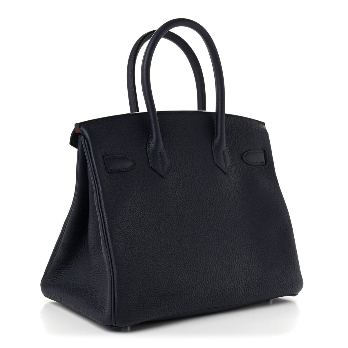 Hermes Togo Birkin Verso 30 Bleu Nuit Orange Poppy