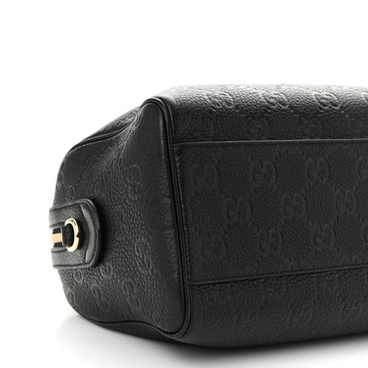 Gucci Calfskin GG Emblem Small Top Handle Bag Black