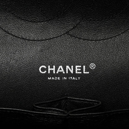 Chanel Patent Chevron Quilted Jumbo Double Flap Bag Black