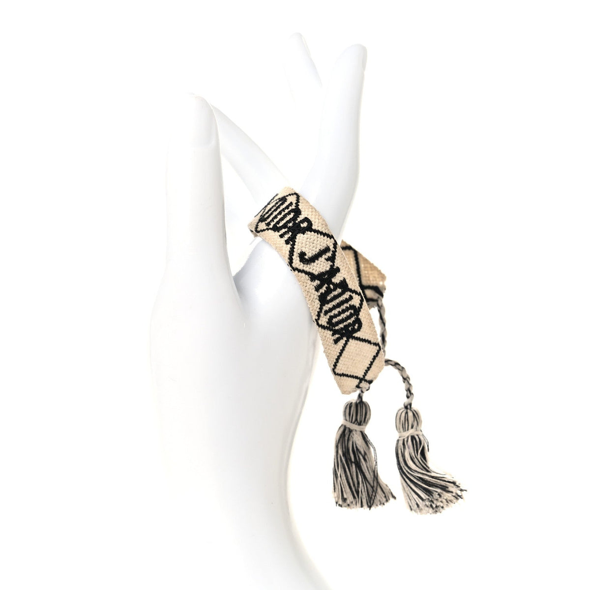 Christian Dior Woven Cotton J'Adior Friendship Bracelet Set Beige Black