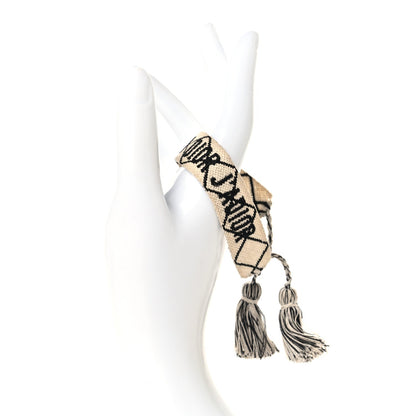 Christian Dior Woven Cotton J'Adior Friendship Bracelet Set Beige Black