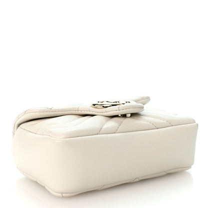 Gucci Lambskin Matelasse Mini GG Marmont Shoulder Bag White