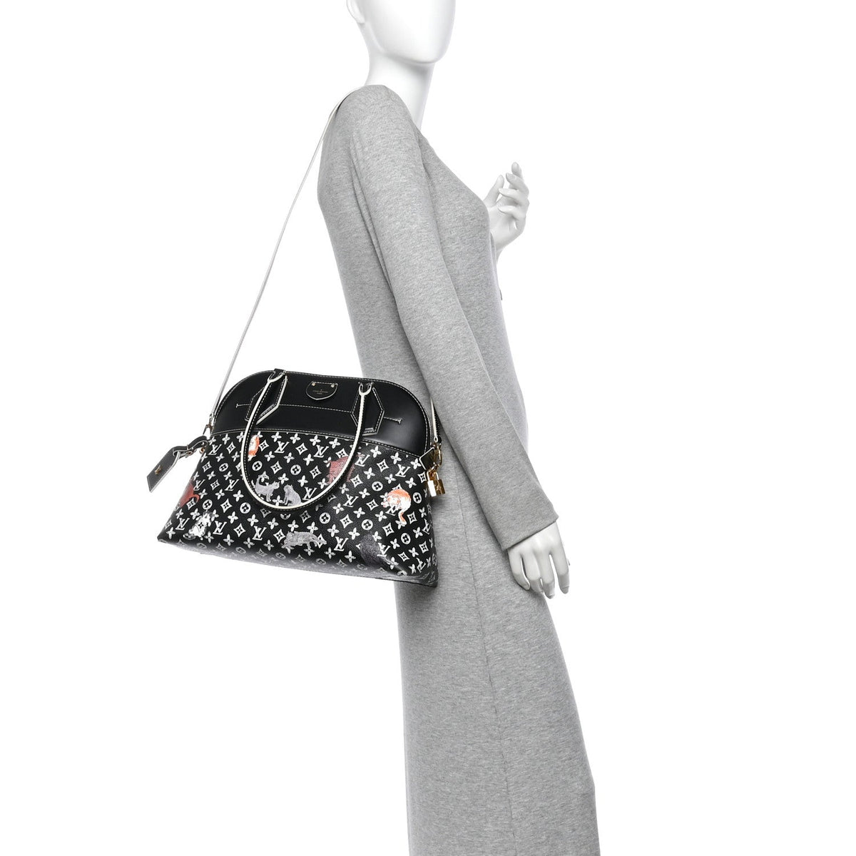 Louis Vuitton Calfskin Catogram Alma Souple MM Bag Black