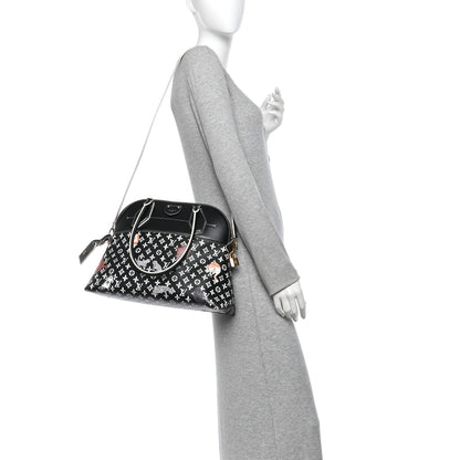 Louis Vuitton Calfskin Catogram Alma Souple MM Bag Black