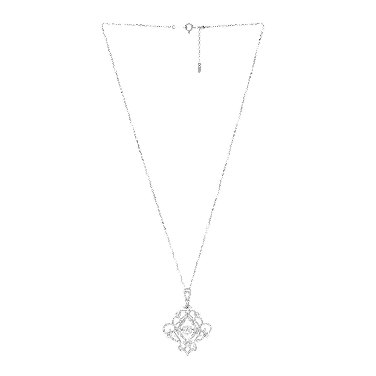 Parker & West 18K White Gold Diamond 1.48ctw Filigree Pendant Necklace