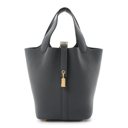 Hermes Taurillon Clemence Picotin Lock 18 PM Bag Gris Misty