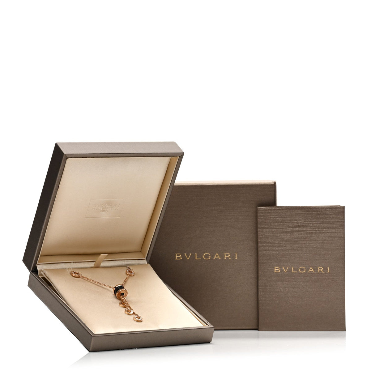 18K Rose Gold Diamond Black Ceramic B.Zero1 Necklace