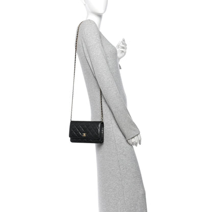 Chanel Caviar Quilted CC Turnlock Wallet On Chain WOC Black