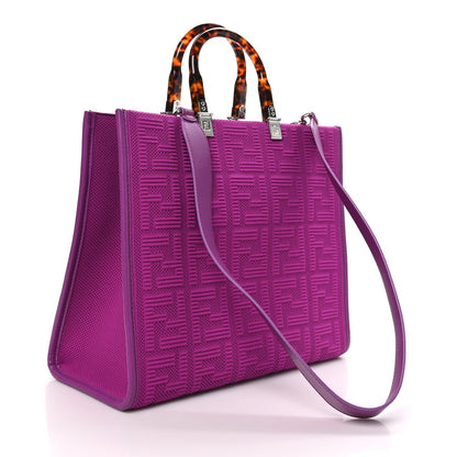 Fendi Technical Fabric Plexiglass FF Medium Sunshine Shopper Bouganville