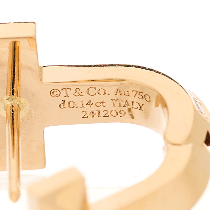 Tiffany 18K Rose Gold Diamond T1 Half Pave Huggie Earrings