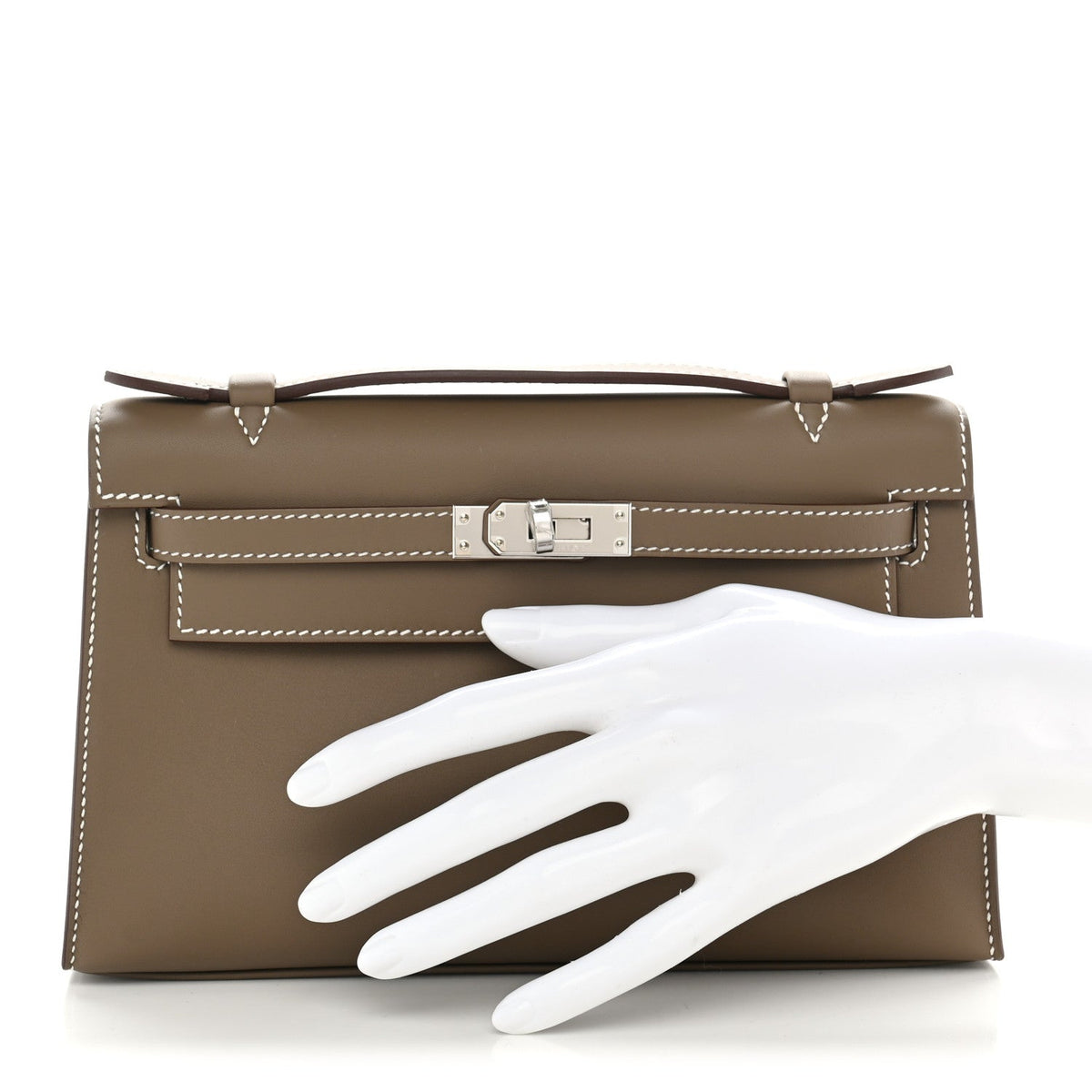 Hermès Swift Kelly Pochette Clutch Etoupe