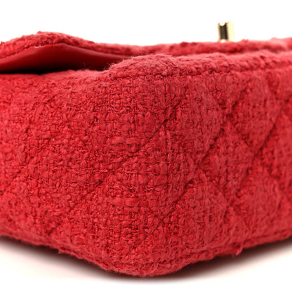 Chanel Tweed Quilted Mini Rectangular Flap Red