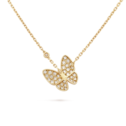 18K Diamond VCA Two Butterfly Pendant