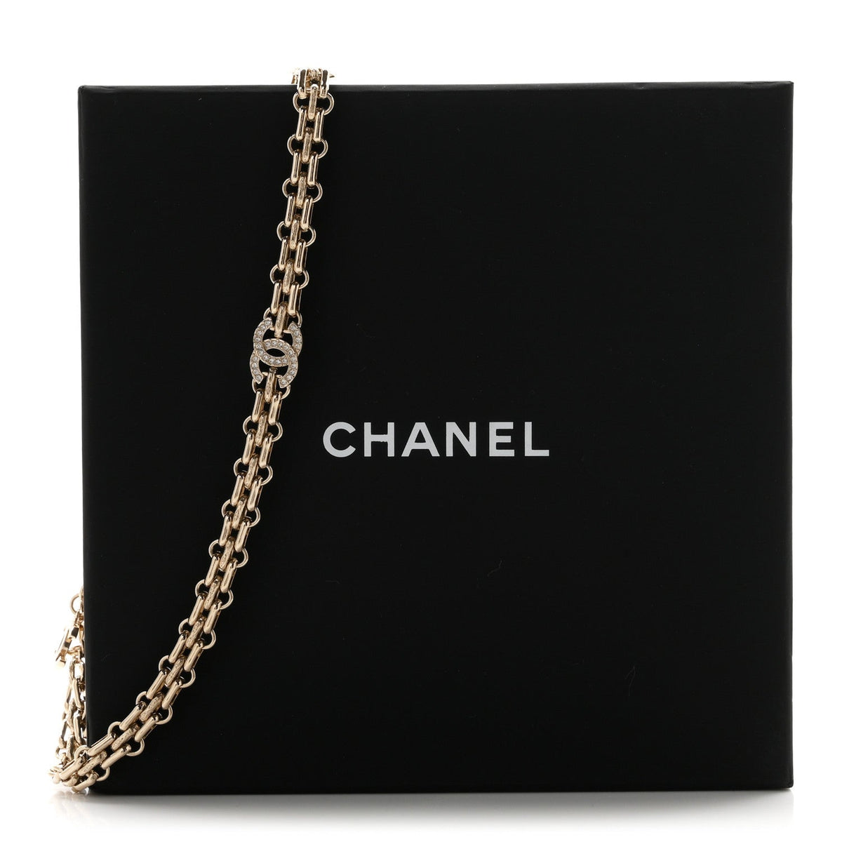 Chanel Metal Crystal CC Choker Necklace Gold