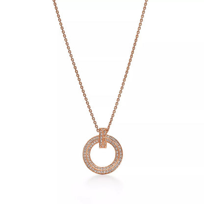 18K Gold Diamond Tiffany T1 Pendant