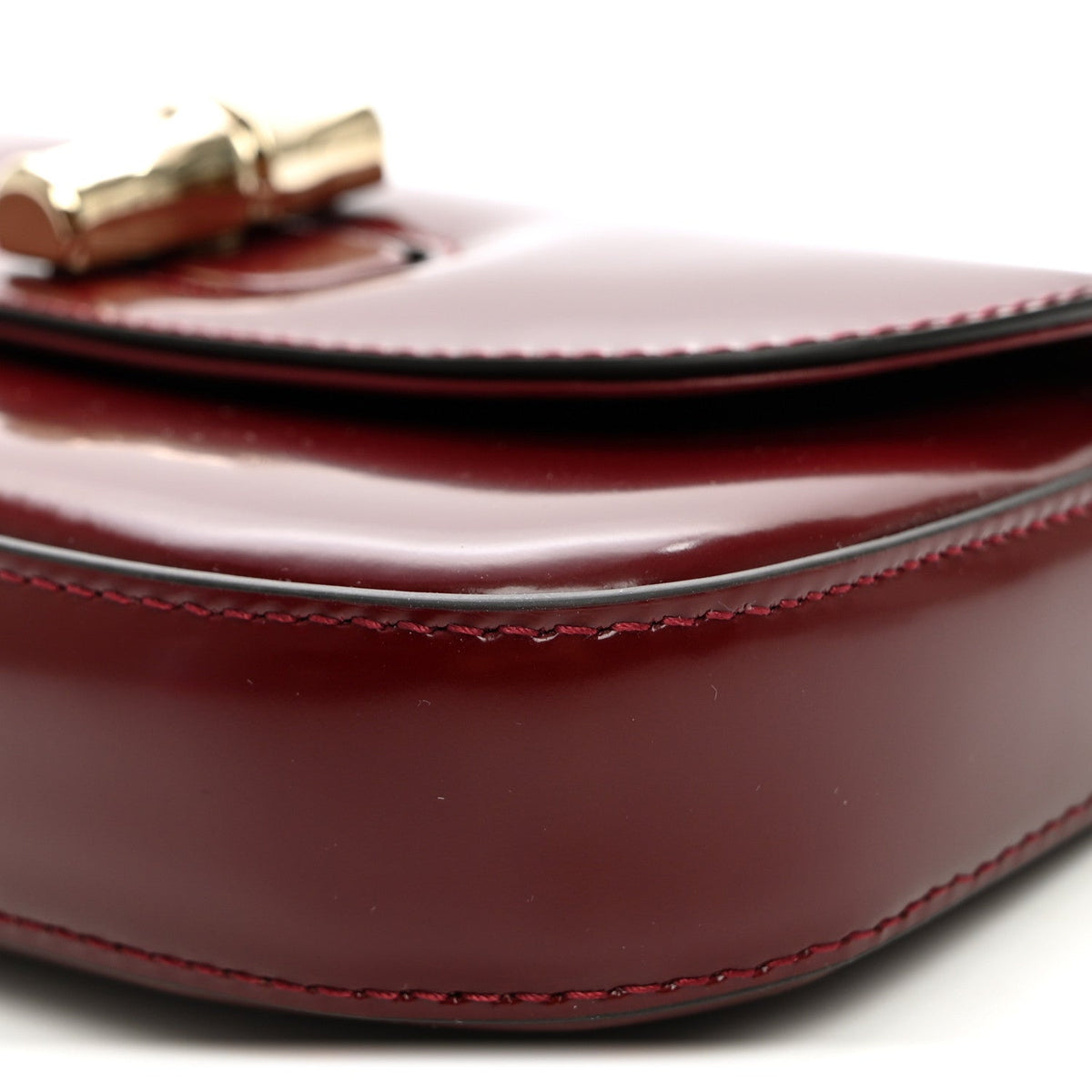 Gucci Shiny Calfskin Small Bamboo Night Bag Rosso Ancora