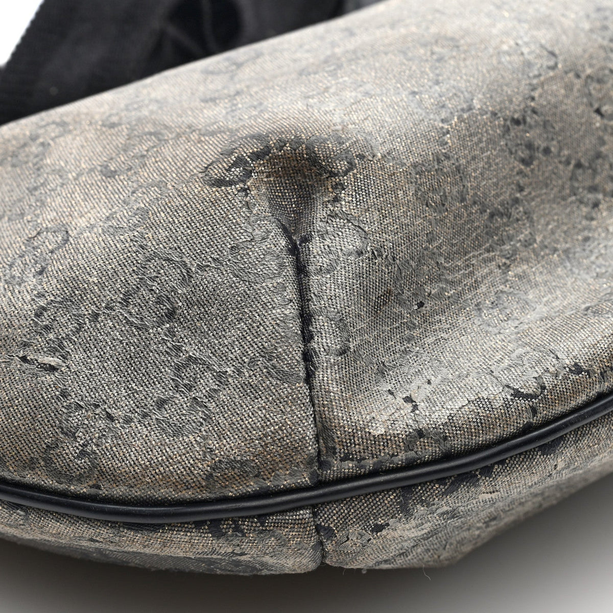 Gucci Lurex Monogram Medium Half Moon Hobo Black