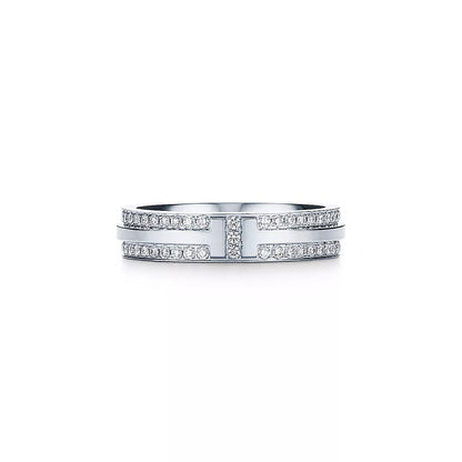 18K Gold Diamond Tiffany T Ring