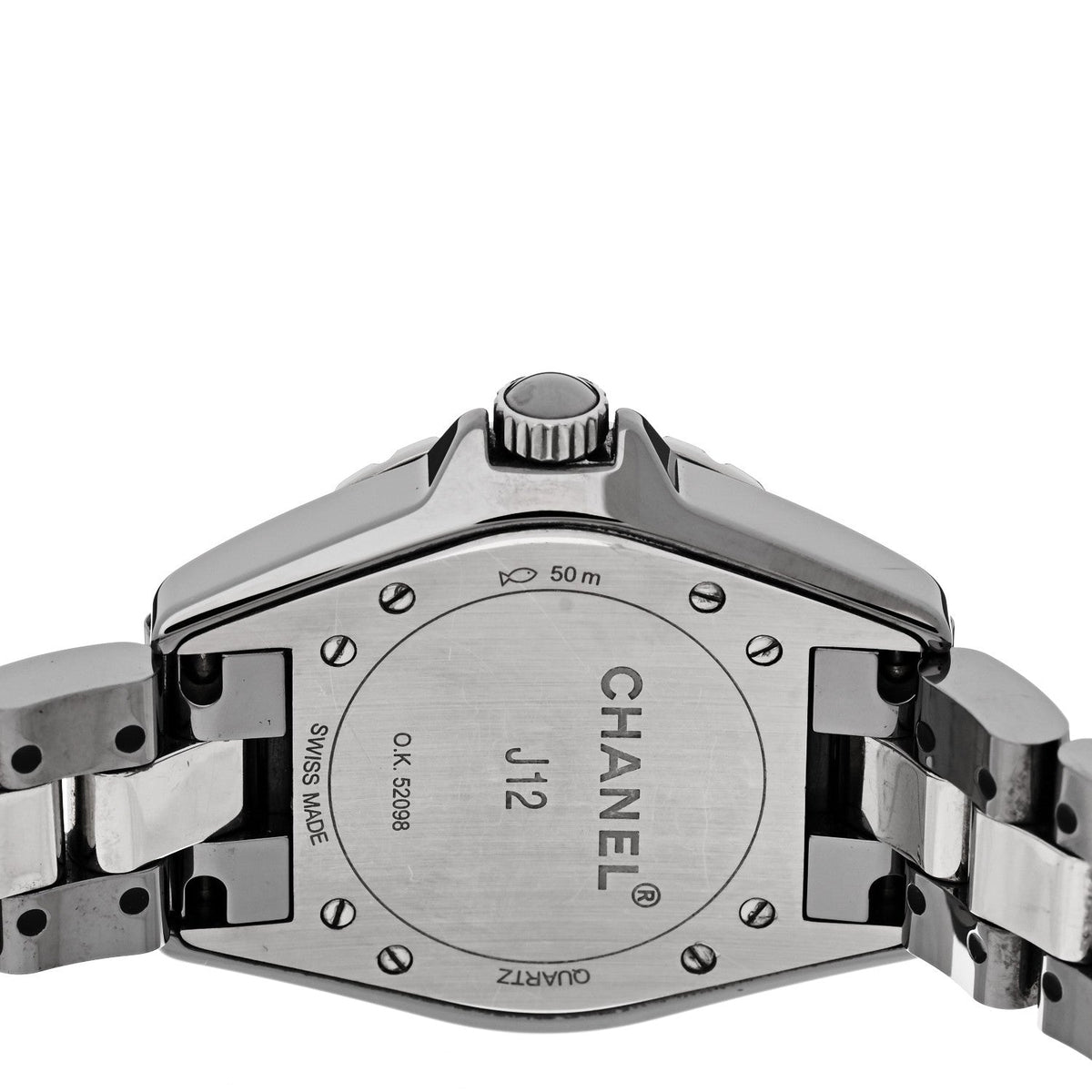 Chanel Stainless Steel Ceramic Diamond 33mm J12 Watch Grey