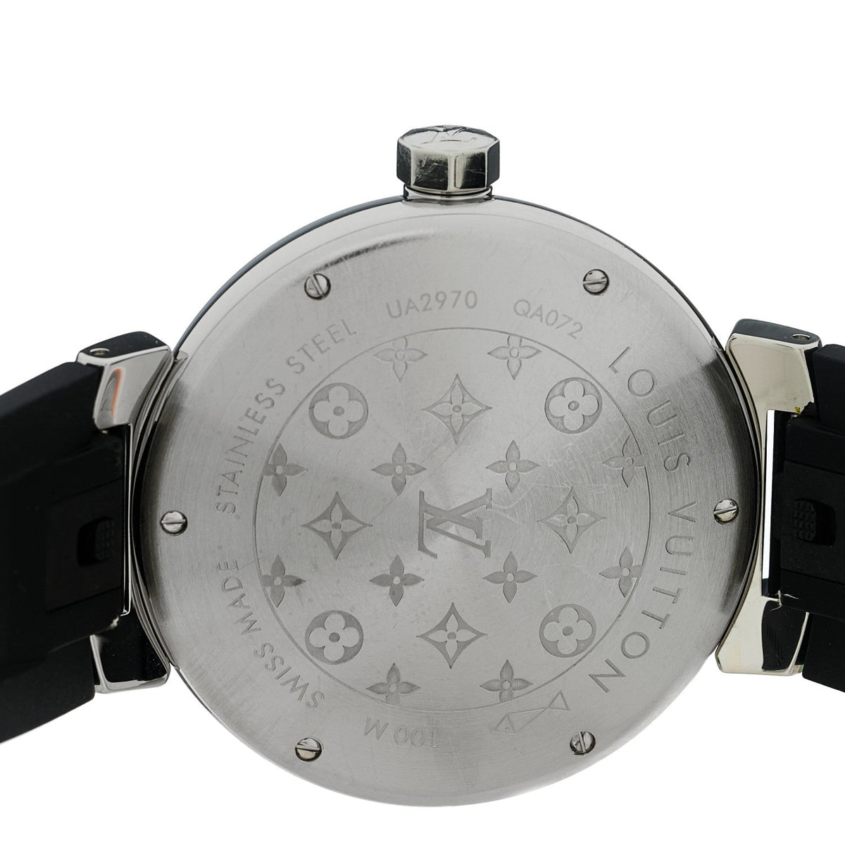 Louis Vuitton Stainless Steel Monogram Tambour Quartz Watch Brown 1938531