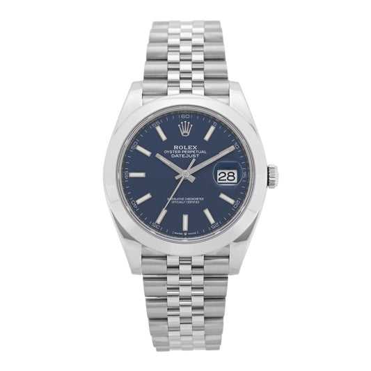 Rolex Stainless Steel 41mm Oyster Perpetual Datejust Watch Bright Blue 126300