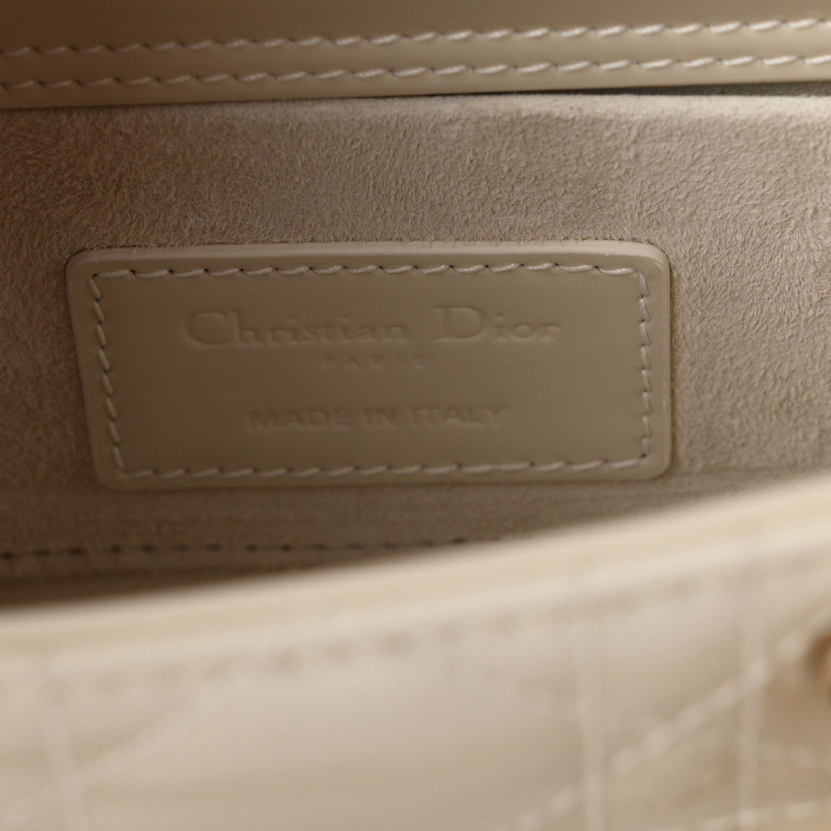 Christian Dior Patent Cannage Small Lady D-Joy White