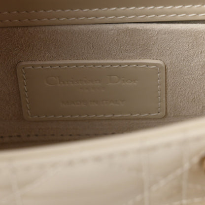 Christian Dior Patent Cannage Small Lady D-Joy White
