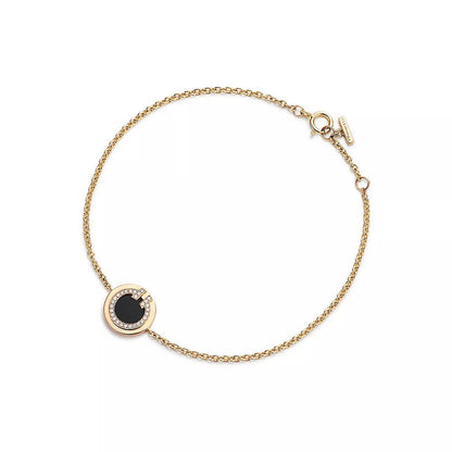 18K Yellow Gold Diamond Onyx Tiffany T Bracelet