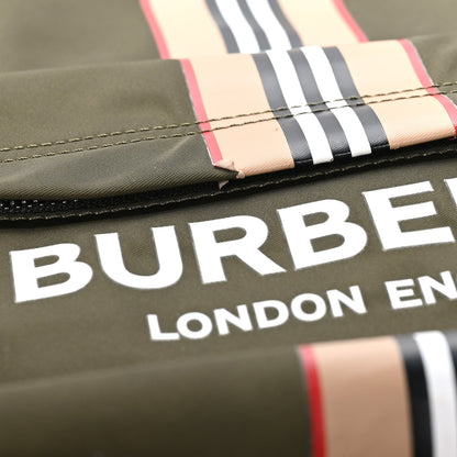 Burberry Canvas Vintage Check Stripe Jett Backpack Dark Olive Green