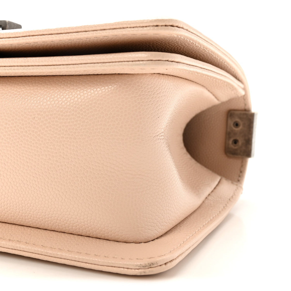 Chanel Caviar Chevron Quilted Small Boy Flap Light Beige