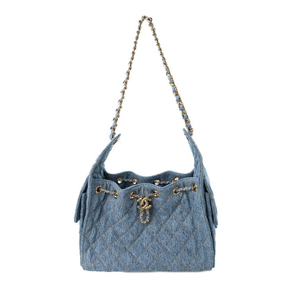 Chanel Denim Quilted Small Chanel 25 Handbag Blue